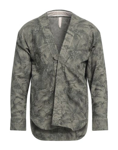 Dnl Man Shirt Military Green Size L Cotton, Linen