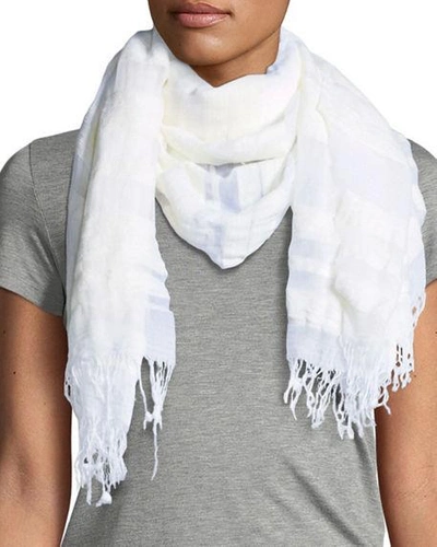 Vince Melange Stripe Scarf In Optic White