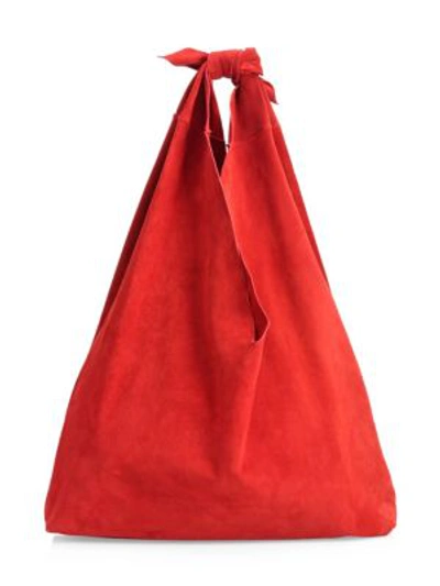 The Row Bindle Knot Suede Hobo Bag In Magenta