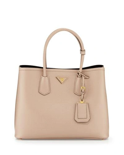 Prada Saffiano Cuir Double Bag, Tan (cammeo)