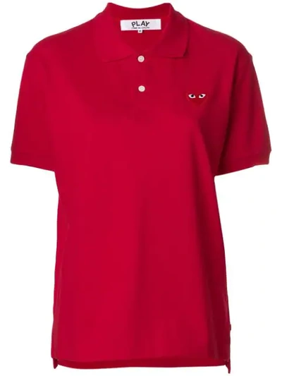 Comme Des Garçons Play Heart Patched Polo Shirt In Red