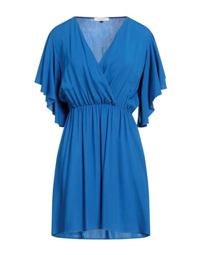 Fracomina Woman Short Dress Bright Blue Size L Viscose