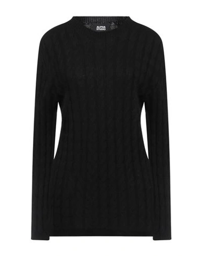 Alpha Studio Woman Sweater Black Size 12 Wool, Cashmere