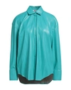 Msgm Woman Shirt Turquoise Size 2 Polyester In Blue