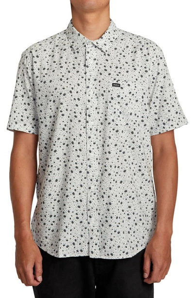 Rvca English Roses Short Sleeve Button-up Shirt In White