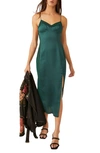 Free People City Cool Satin Slipdress In Green