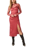 Free People City Cool Satin Slipdress In Venetian Red