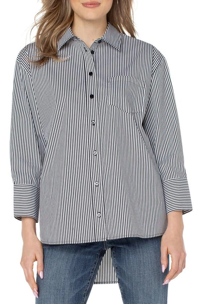 Liverpool Los Angeles Liverpool Oversize Classic Button-up Shirt In Black/white Stripe