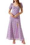 Astr Floral Sweetheart Neck Maxi Dress In Pink Purple Blue Ditzy