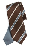 Valentino Garavani Stripe Silk Tie In Brown