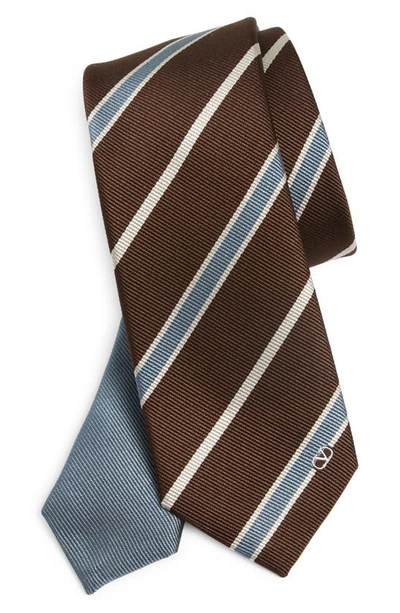 Valentino Garavani Stripe Silk Tie In Y Stone Avorio Ebano