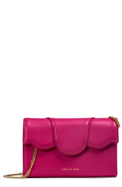 Liselle Kiss Allie Leather Crossbody Bag In Neon Pink/gold