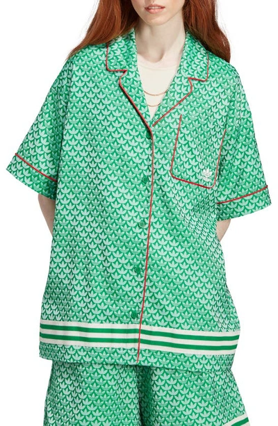 Adidas Originals Adicolor 70s Satin Button-up Shirt In Green