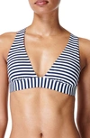 Sweaty Betty Peninsula Bikini Top In Navy Blue White Stripe