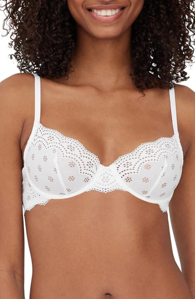 Skarlett Blue Smitten Underwire Eyelet Lace Demi Bra In White