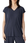 Eileen Fisher Short-sleeve V-neck Jersey Top In Nocturne