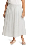 Eileen Fisher Crinkled Straight Organic Cotton Midi Skirt In Neutral
