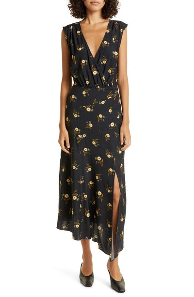 Veronica Beard Wixson Floral Sleeveless A-line Midi Dress In Black