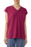 Eileen Fisher Short-sleeve V-neck Jersey Top In Roseberry