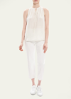 Theory Cutaway Tie-neck Sleeveless Top In Off White - C0k