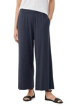 Eileen Fisher Cropped Wide-leg Jersey Pants In Nocturne