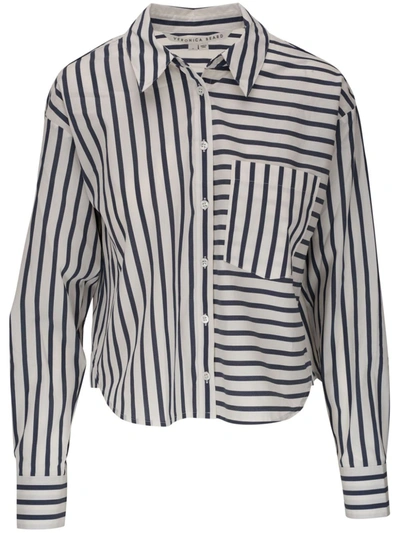 Veronica Beard Aderes Multi-stripe Shirt In Marineoff-white