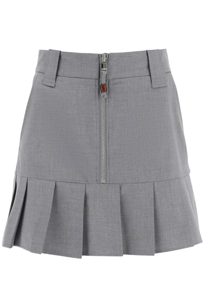 Ganni Draped Viscose Blend Mini Skirt In Grey