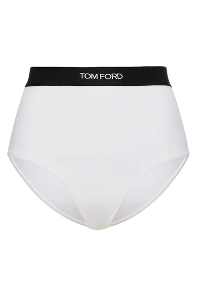 Tom Ford Logo Modal Jersey High Rise Briefs In White