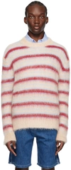 Marni Striped Mohair Blend Knit Sweater In Tan