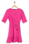 Marina Tulip Sleeve Scuba Dress In Fuchsia