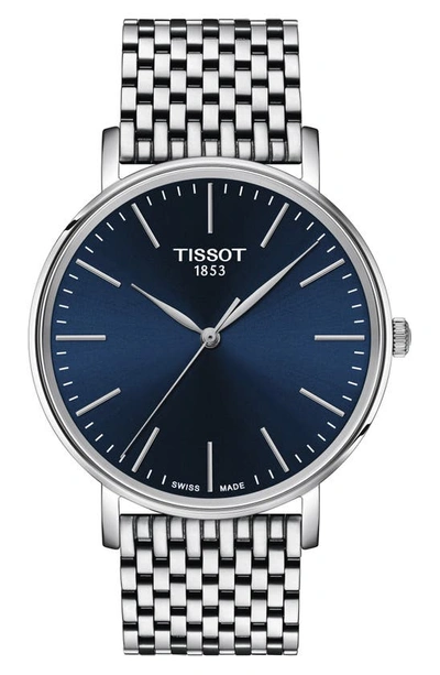 Tissot Men's Swiss Everytime Stainless Steel Bracelet Watch 40mm In Blue/silver