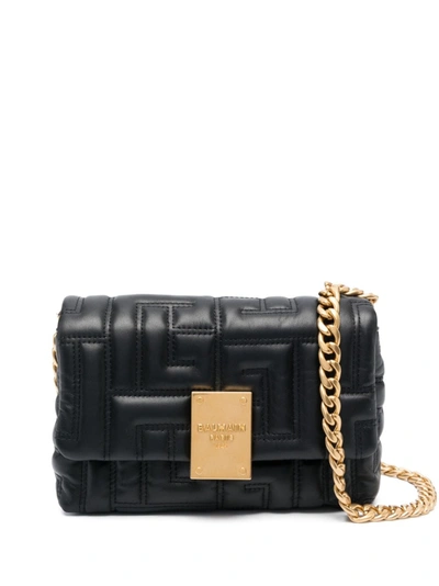 Balmain Small 1945 Quilted Shoulder Bag In Black