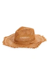 Treasure & Bond Frayed Straw Cowboy Hat In Tan Bronze