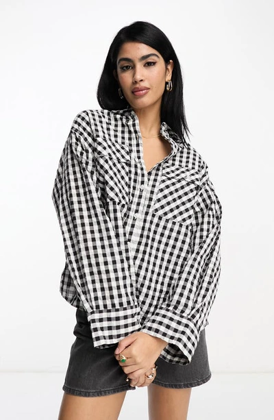 Asos Design Oversize Gingham Cotton Button-up Shirt In Multi | ModeSens