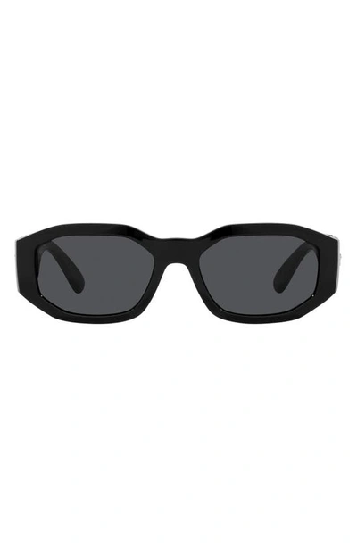 Versace Biggie 53mm Round Sunglasses In Dark Grey/ Black