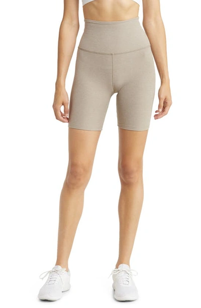 Beyond Yoga High Waist Biker Shorts In Birch Heather