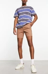 Asos Design Skinny Fit Chino Shorts In Brown