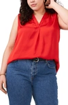 Vince Camuto V-neck Rumple Blouse In Fiery Red