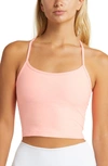 Beyond Yoga Space Dye Crop Tank In Electric Peach Heather