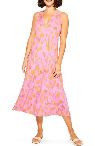 Nic + Zoe Summer Heat Linen Blend Shift Dress In Pink Multi