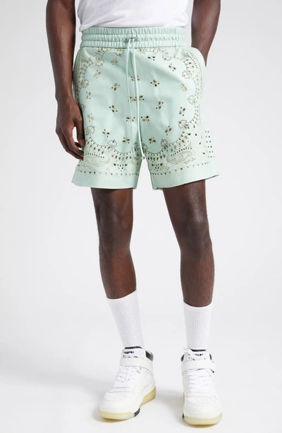 Amiri Leather Bandana Short In Mint