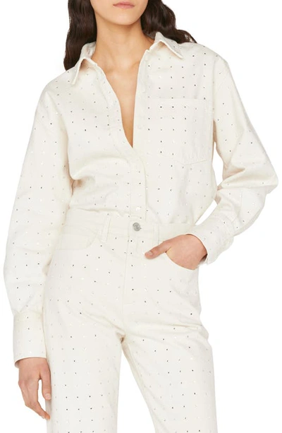 Frame Oversize Embellished Button-up Shirt In Bone