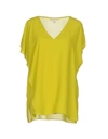 Michael Michael Kors Solid Color Shirts & Blouses In Acid Green