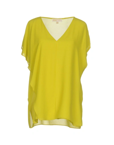 Michael Michael Kors Solid Color Shirts & Blouses In Acid Green