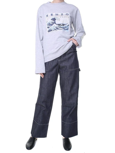 Kenzo High-rise Cotton-denim Carpenter Jeans In Blu