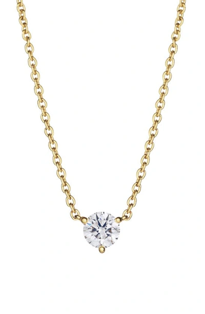 Lightbox Half Carat Lab Grown Diamond Solitaire Pendant Necklace In White/ 14k Yellow Gold
