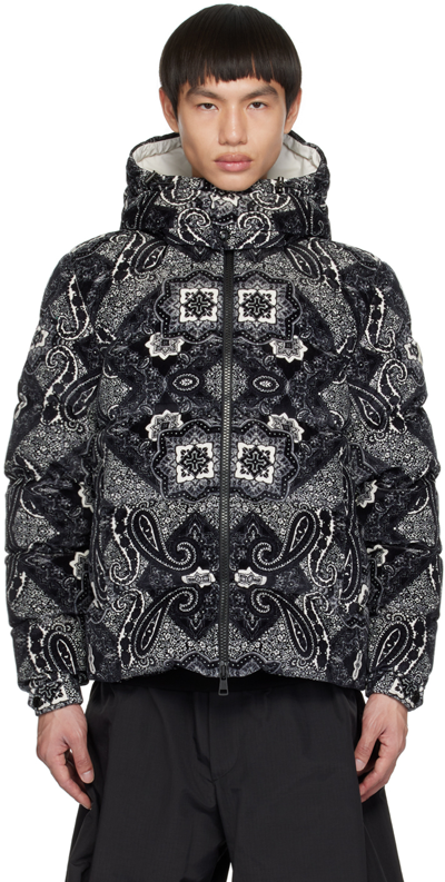 Moncler Gartempe Bandana Velvet Down Jacket In Pastel Grey