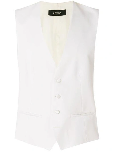 Z Zegna Three Button Waistcoat In White