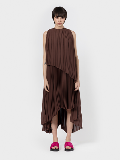 Fabiana Filippi Pleated Asymmetric Dress In Brown