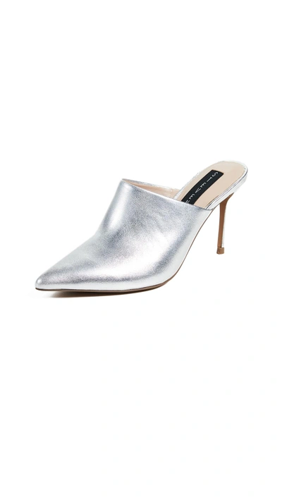 Steven Craft Point Toe Mules In Silver